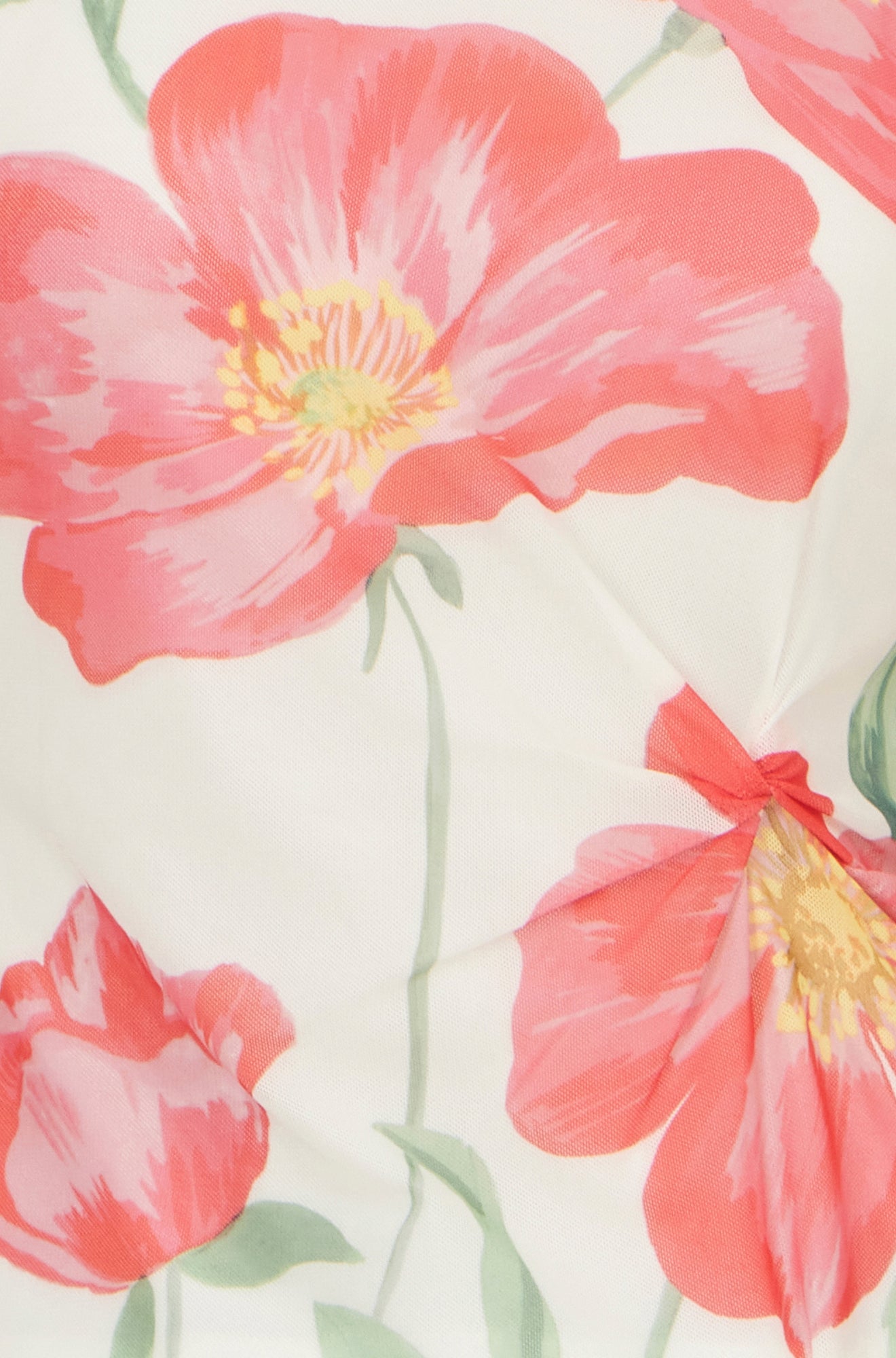 Yumi Ivory Poppy Print Mesh Top Tops Yumi