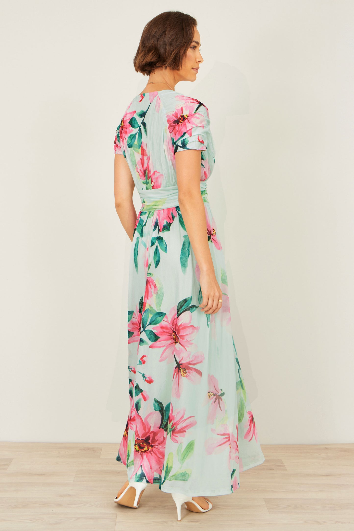Yumi Mint Mesh Floral Maxi Dress Dress Occasion Yumi