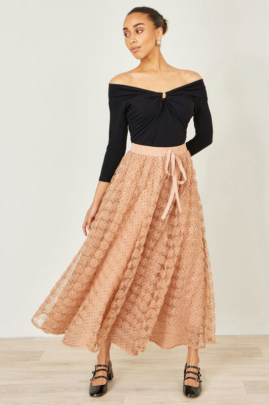 Yumi Black Bardot Long Sleeve Jersey Top