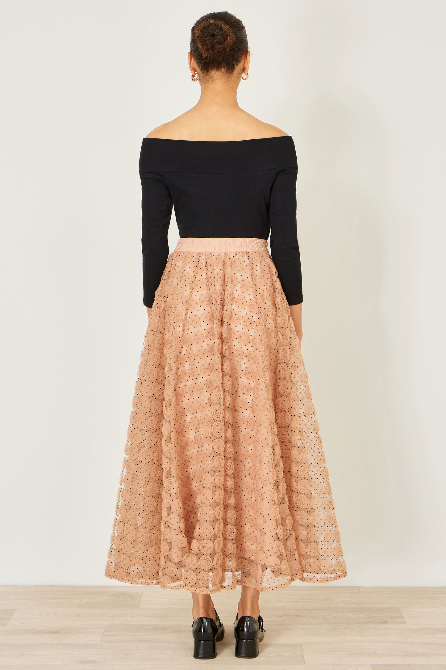 Yumi Black Bardot Long Sleeve Jersey Top