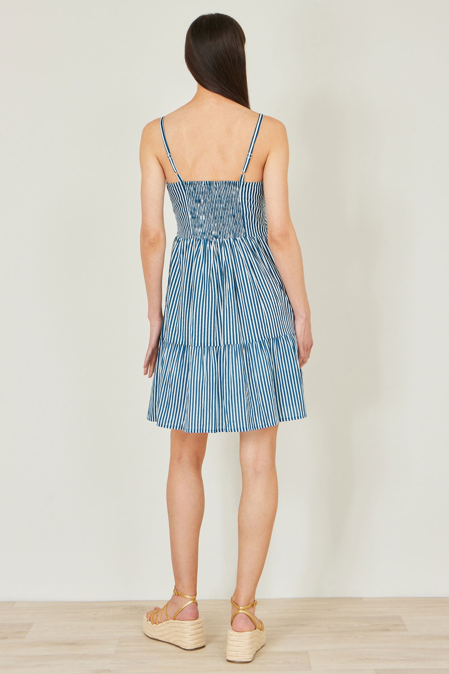 Yumi Blue Stripe Cotton Mini Sun Dress Beachwear Yumi
