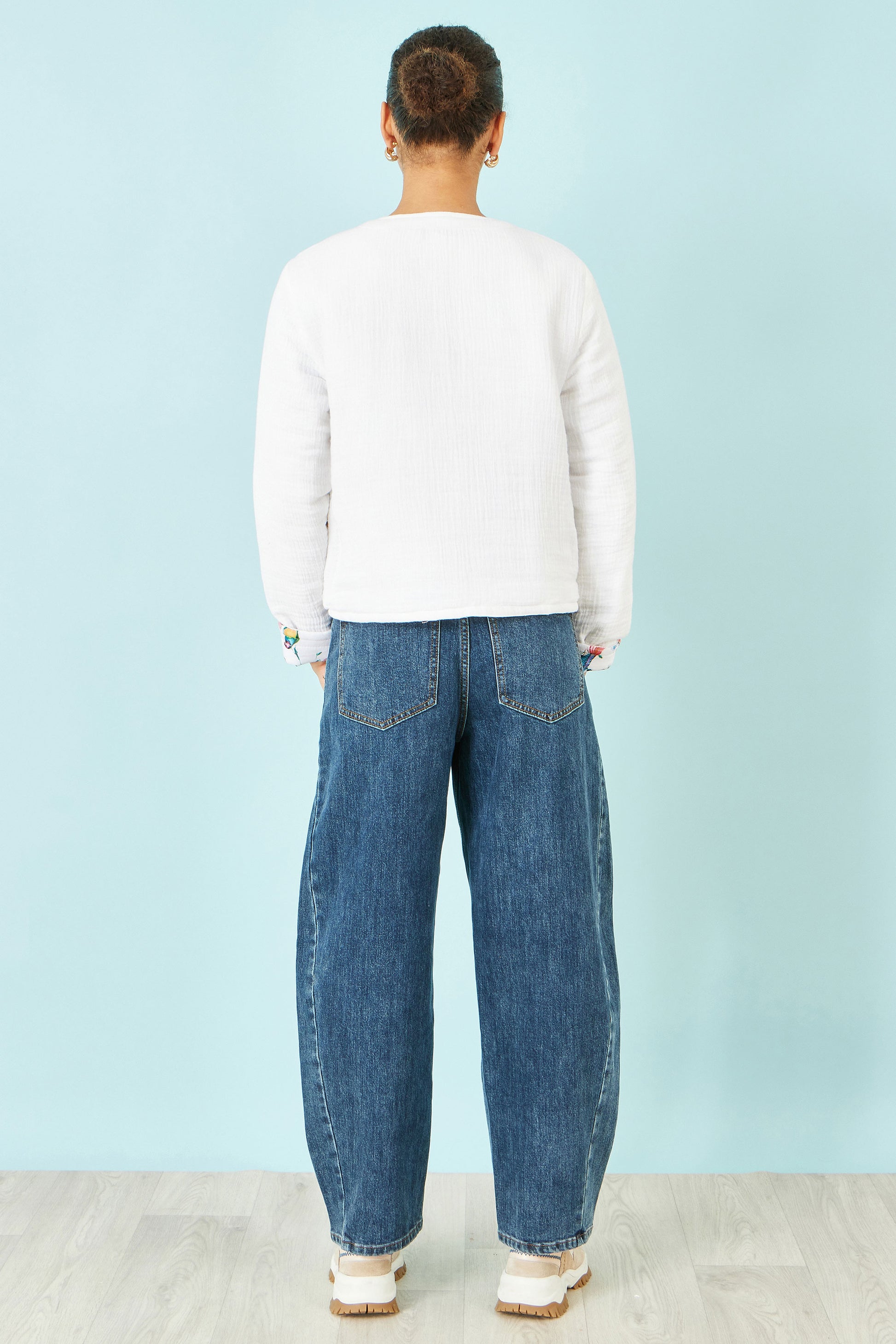 Yumi White Floral Embroidery Reversible Cotton Jacket JACKET Yumi