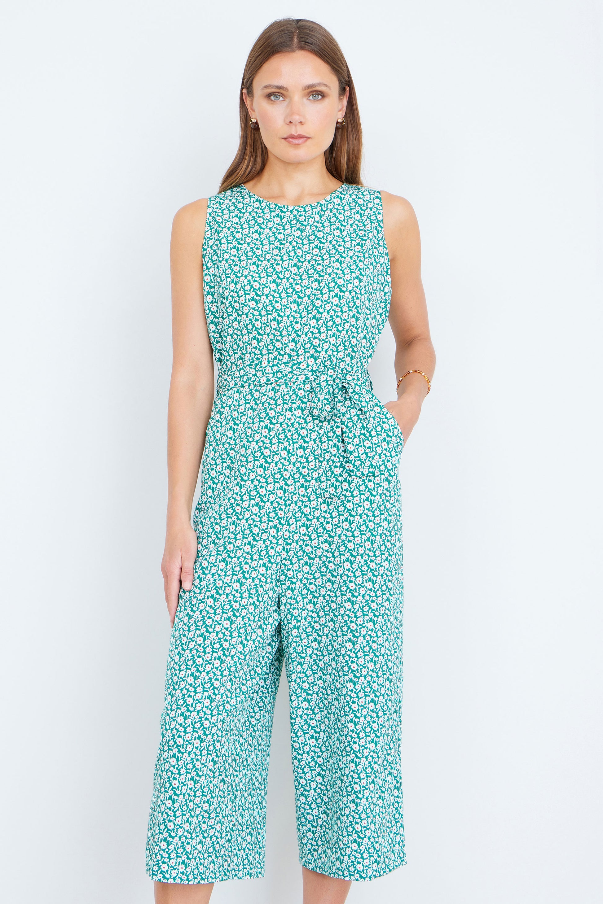 Yumi Green Ditsy Culotte Jumpsuit JUMPSUIT Yumi