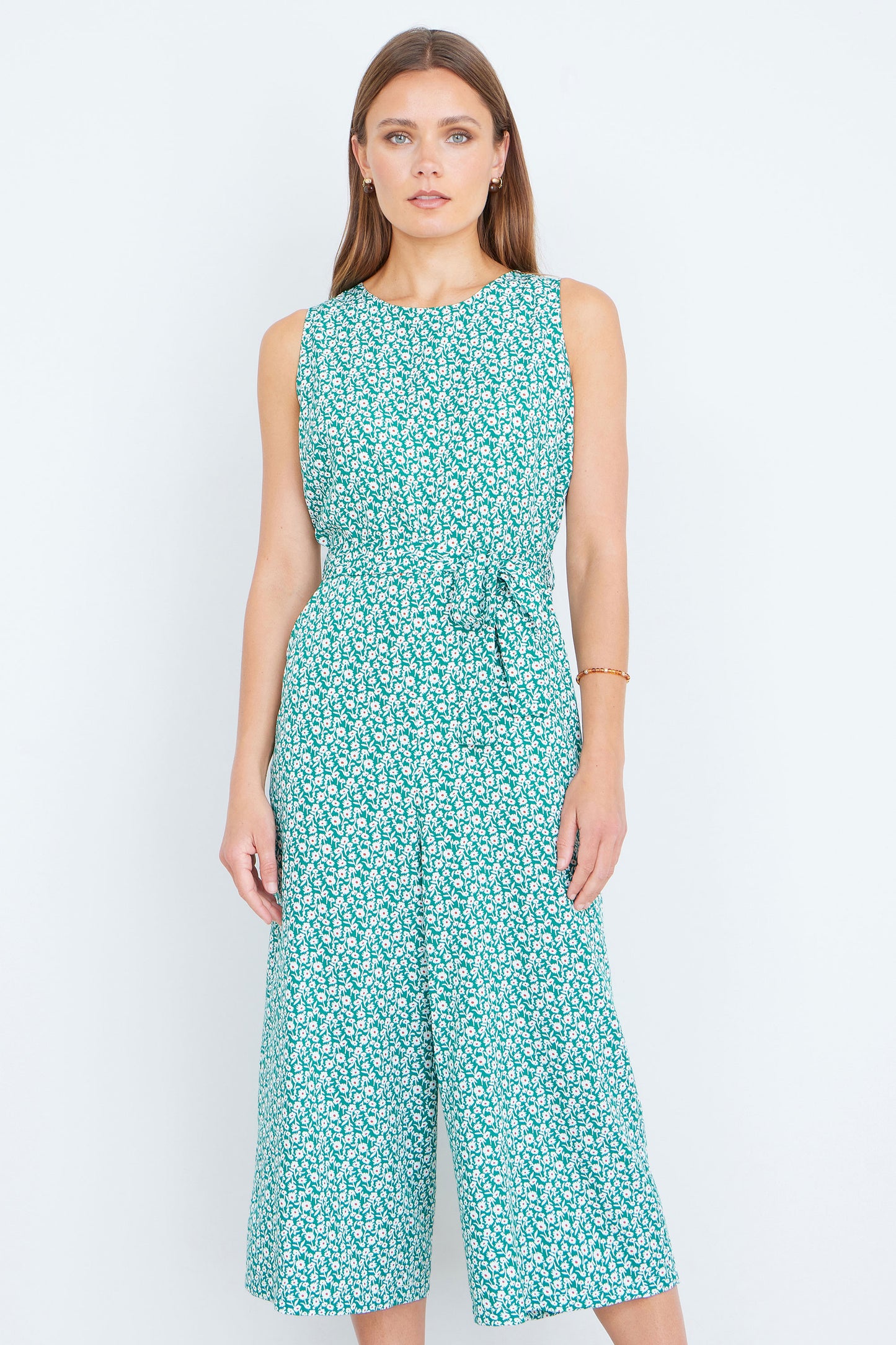 Yumi Green Ditsy Culotte Jumpsuit JUMPSUIT Yumi