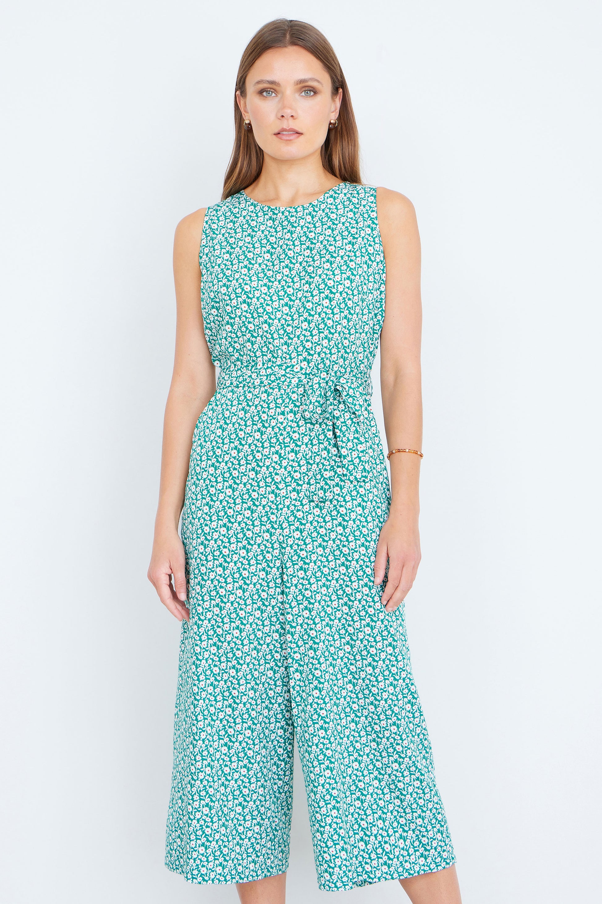 Yumi Green Ditsy Culotte Jumpsuit JUMPSUIT Yumi