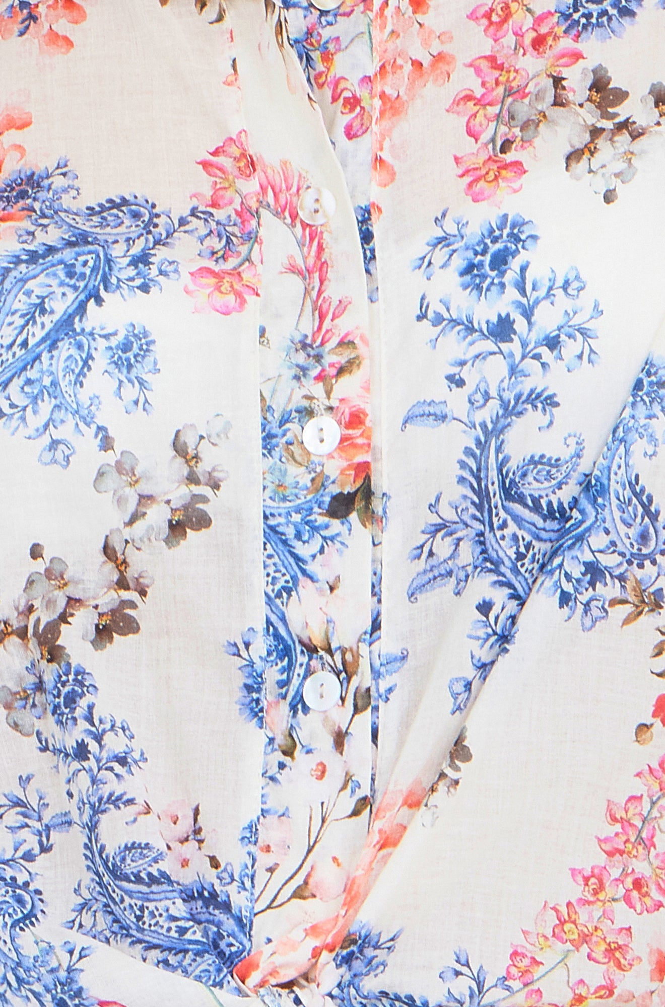 Yumi White Cotton Paisley Print Tie Knot Shirt SHIRT Yumi