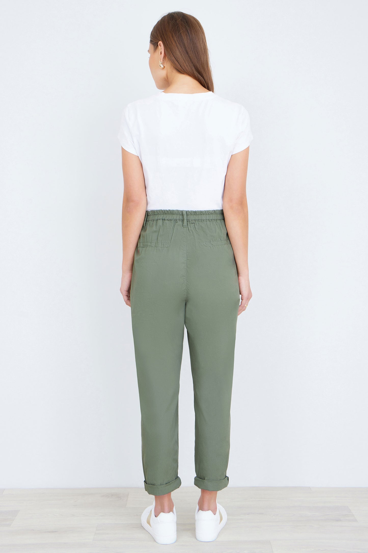 Yumi Khaki Cotton Canvas Chino Trousers TROUSER Yumi
