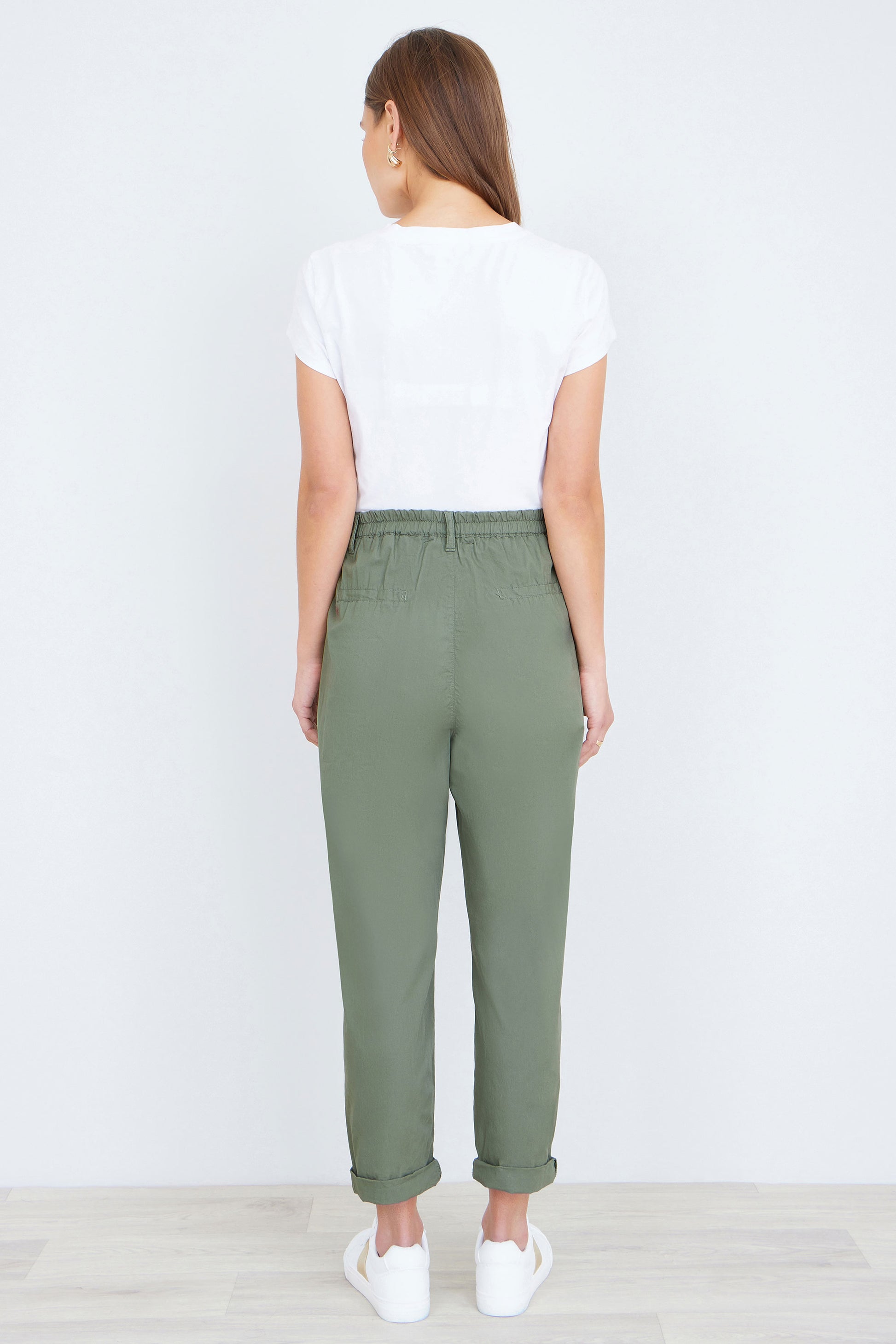 Yumi Khaki Cotton Canvas Chino Trousers TROUSER Yumi