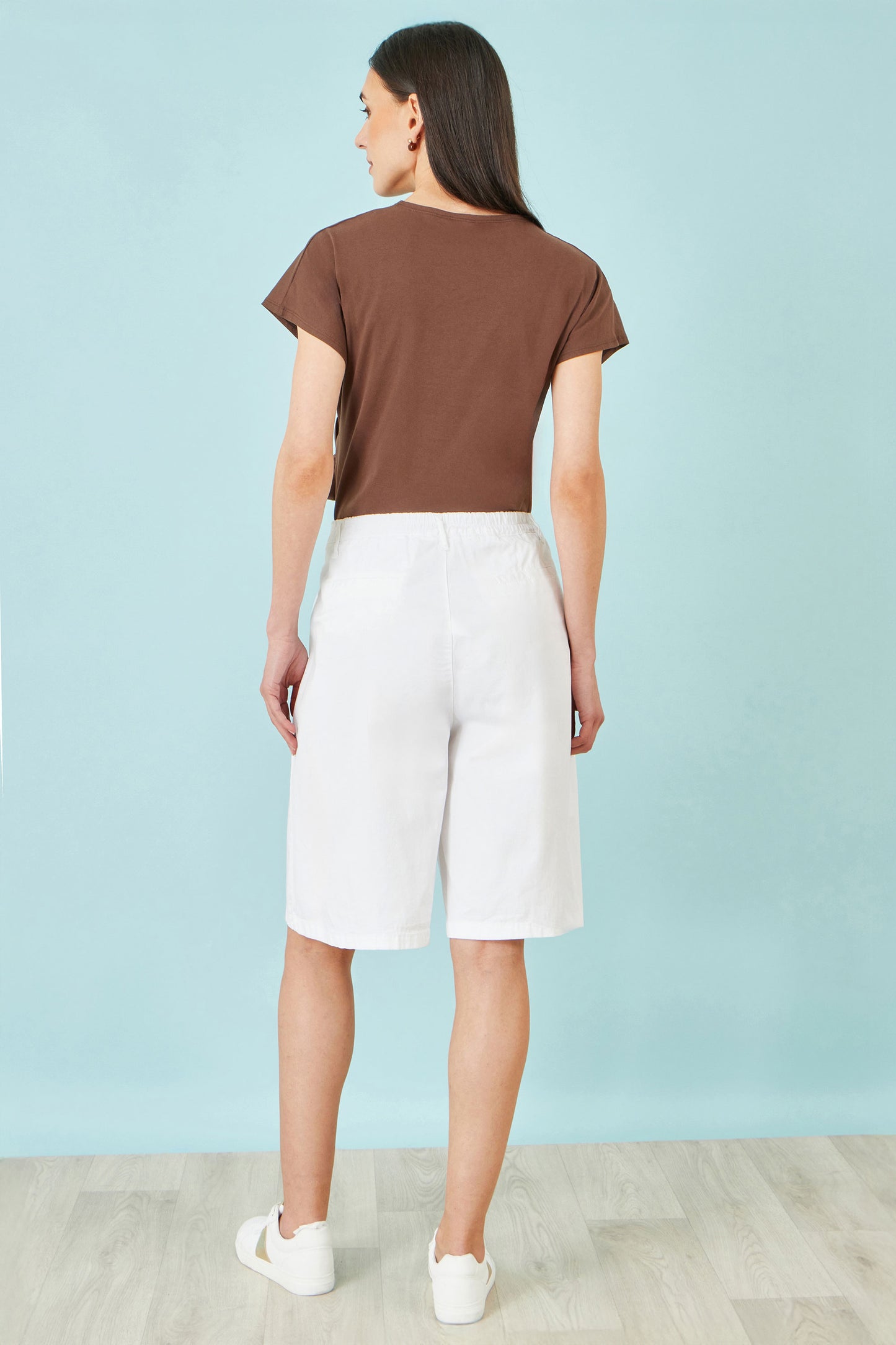 Yumi White Cotton Bermuda Shorts SHORTS Yumi