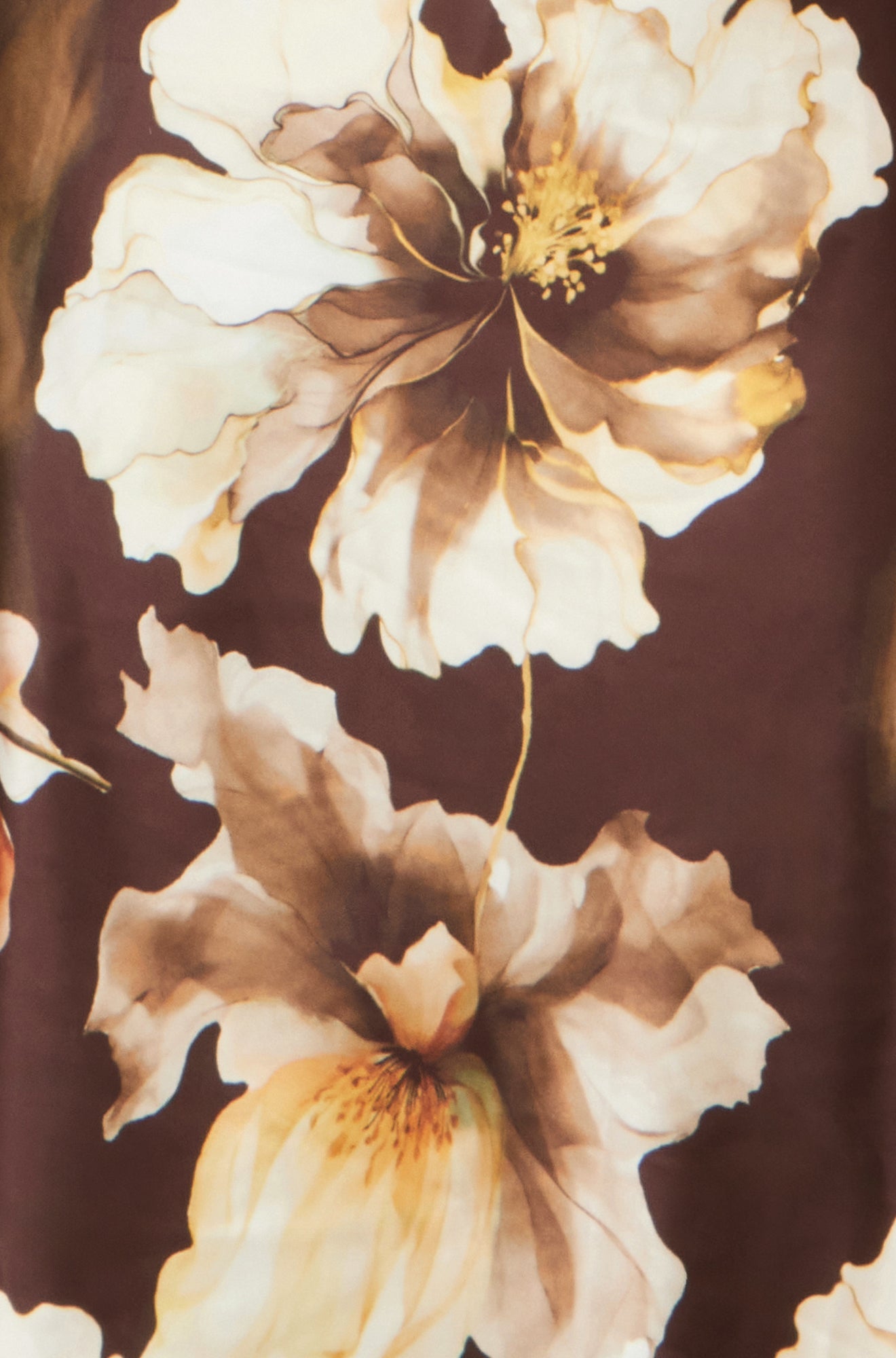 Yumi Brown Cowl Neck Satin Floral Dress Dress Occasion Yumi