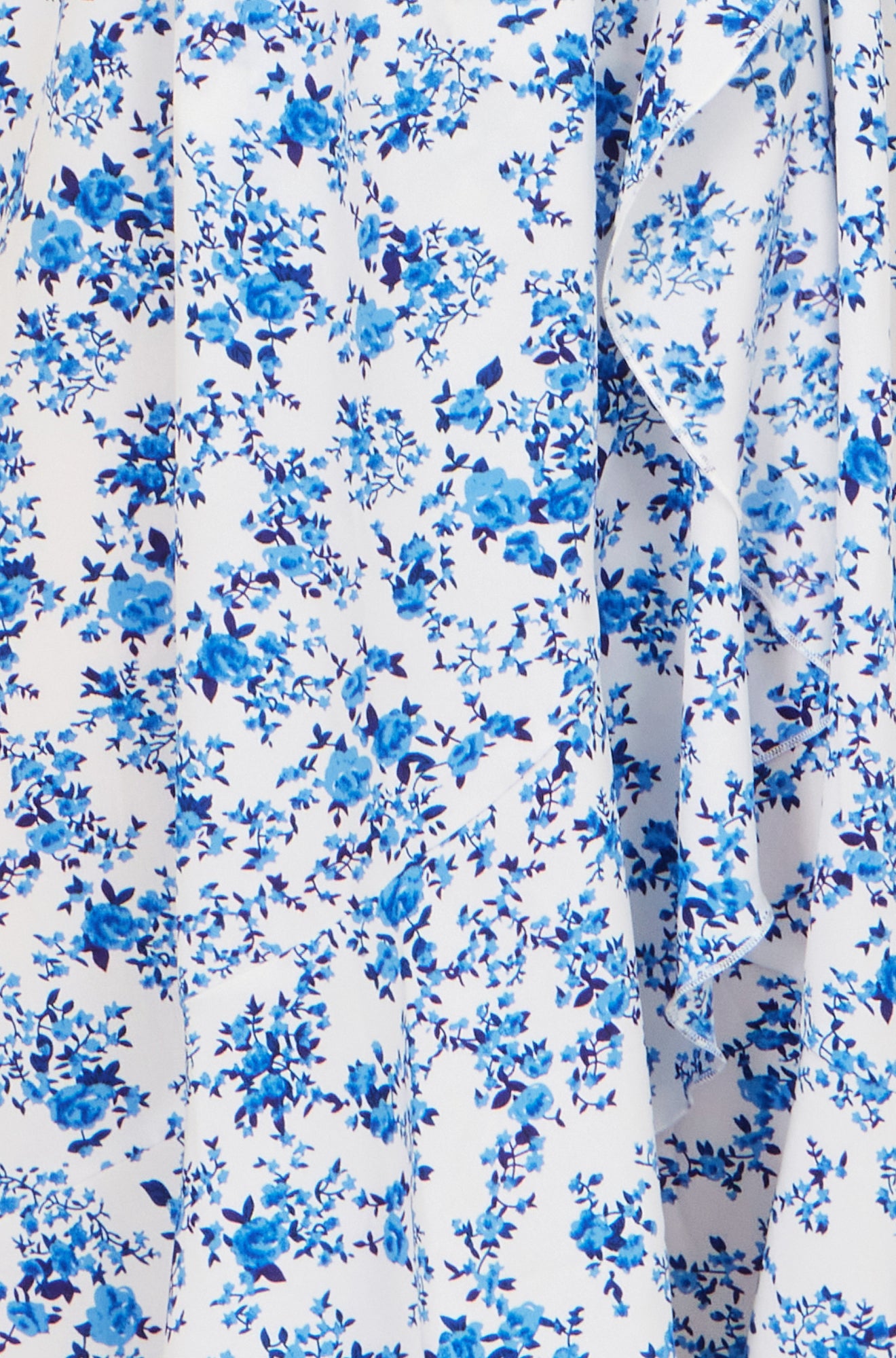 Yumi Blue Floral Print Bardot Midi Dress With Dip Hem Beachwear Yumi