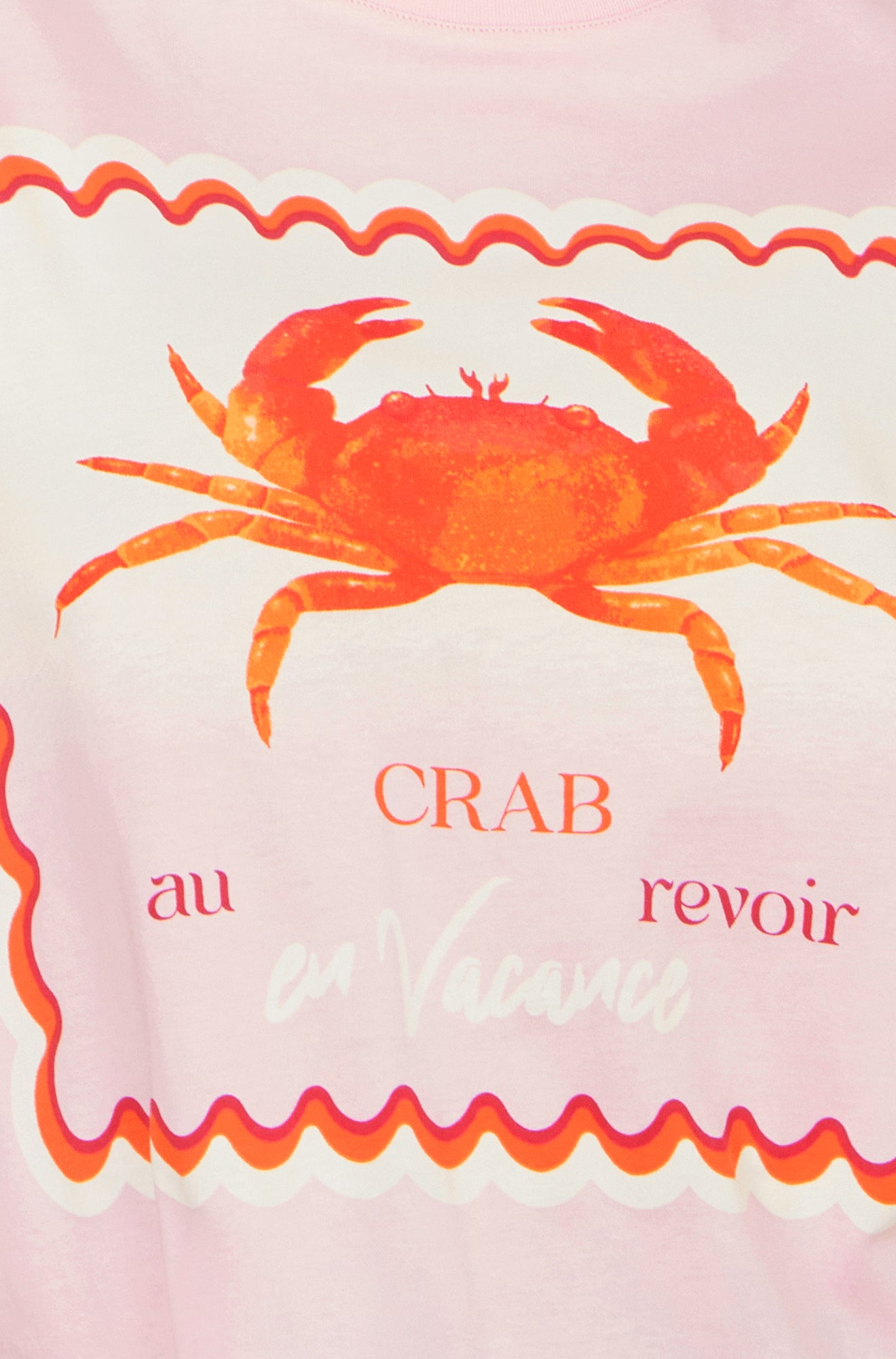 Yumi Pink Crab Vacation Print T Shirt Tops Yumi