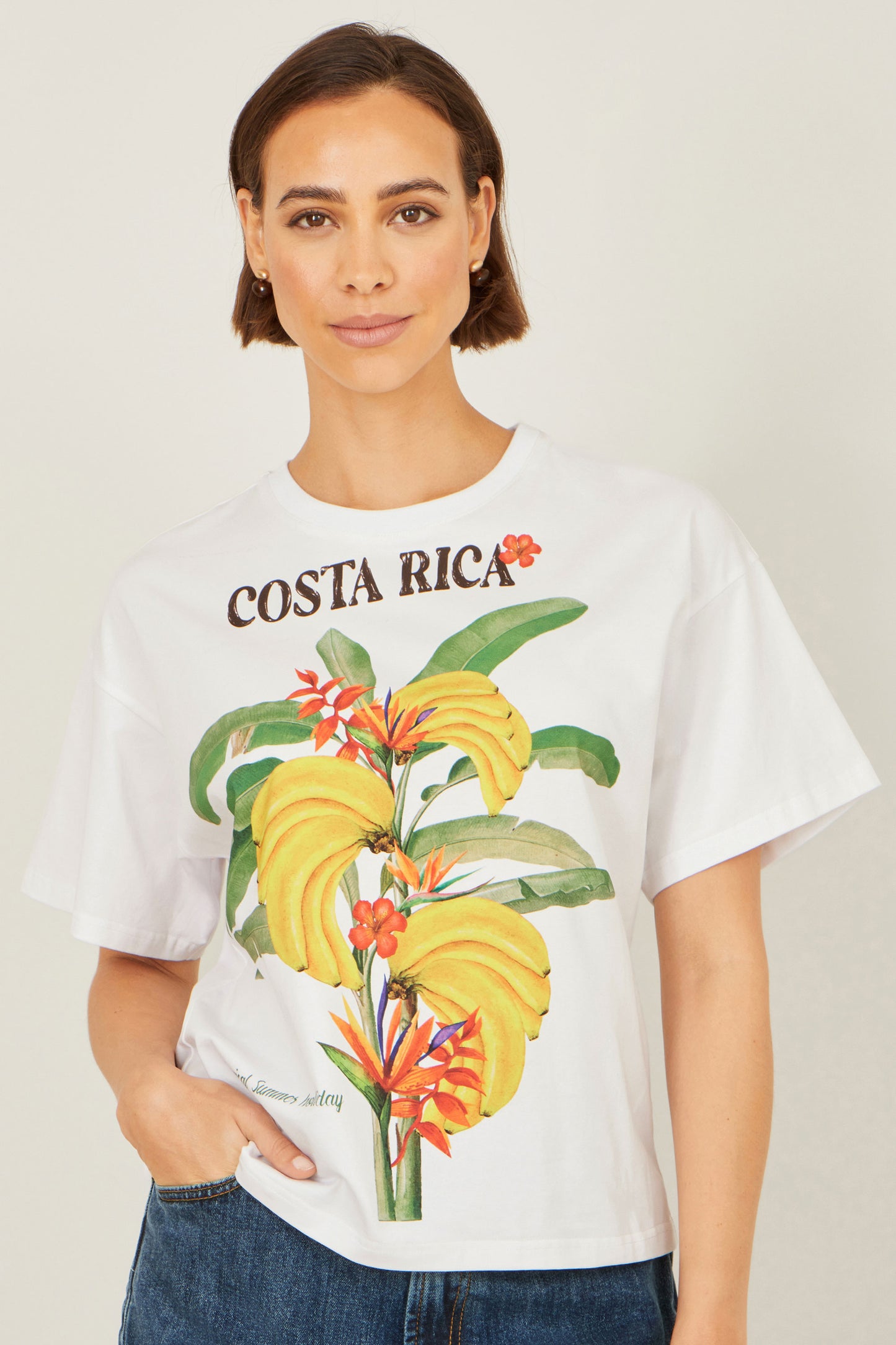 Yumi White Costa Rica Cotton T Shirt Tops Yumi