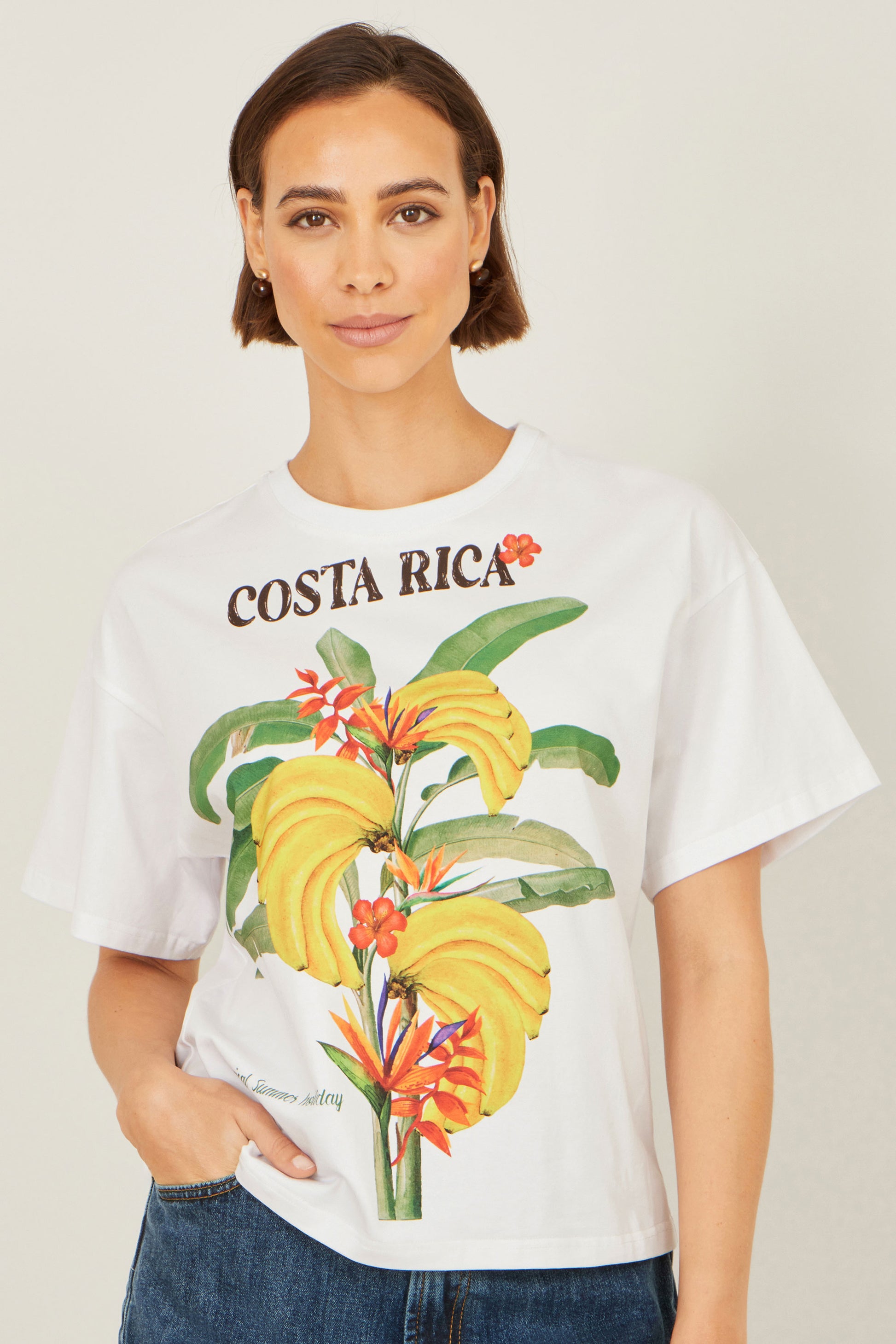Yumi White Costa Rica Cotton T Shirt Tops Yumi