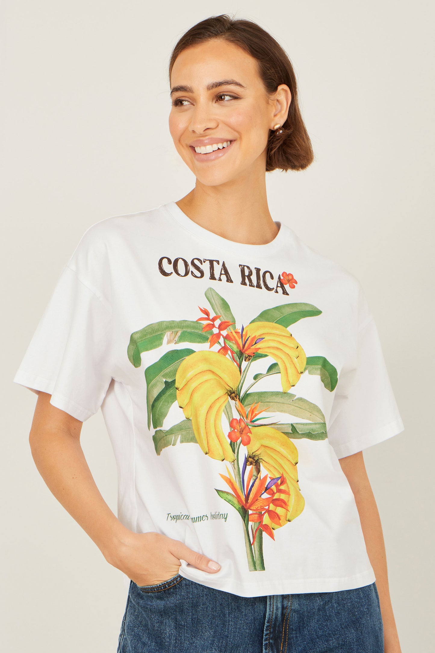 Yumi White Costa Rica Cotton T Shirt Tops Yumi