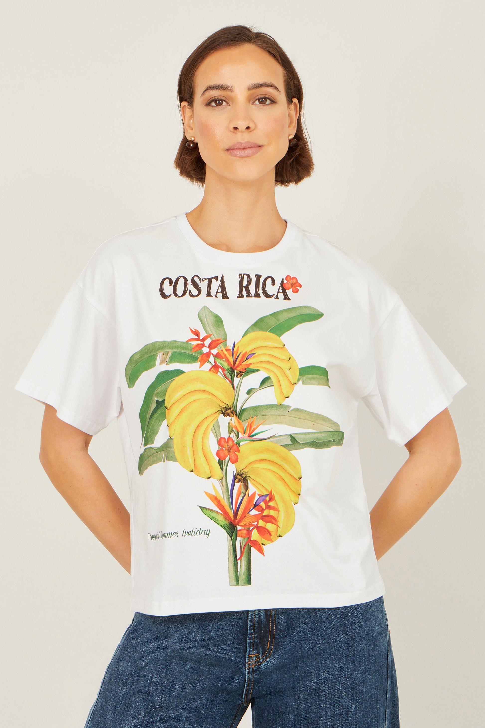 Yumi White Costa Rica Cotton T Shirt Tops Yumi