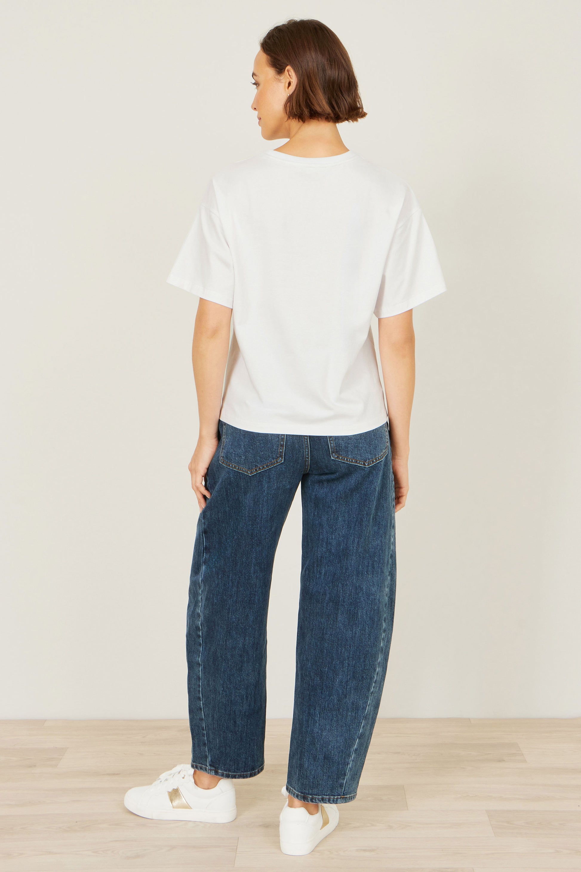 Yumi White Retro Relaxed Flamingo Cotton T Shirt Tops Yumi