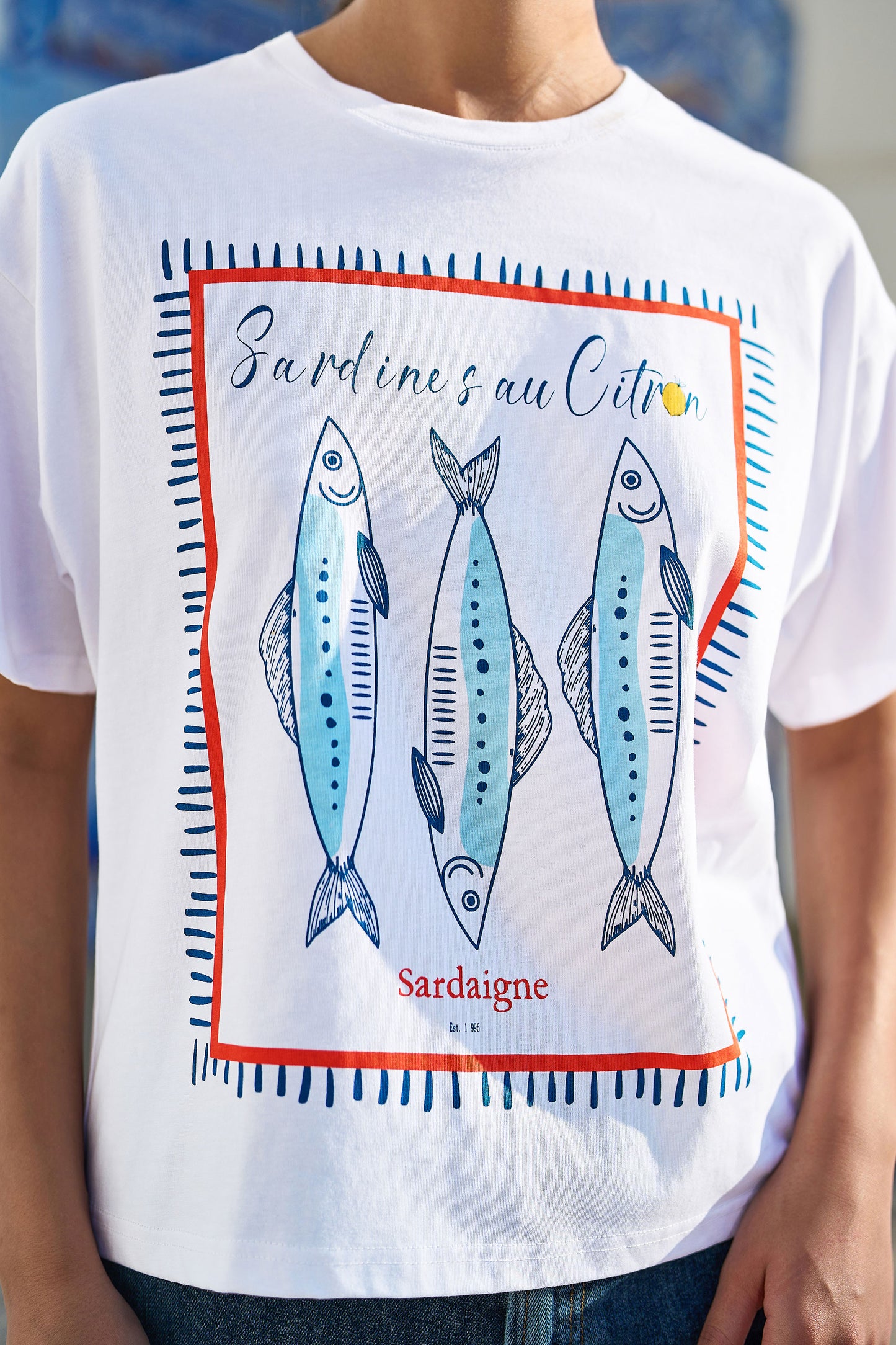 Yumi White Cotton Summer Motif T-Shirt Tops Yumi