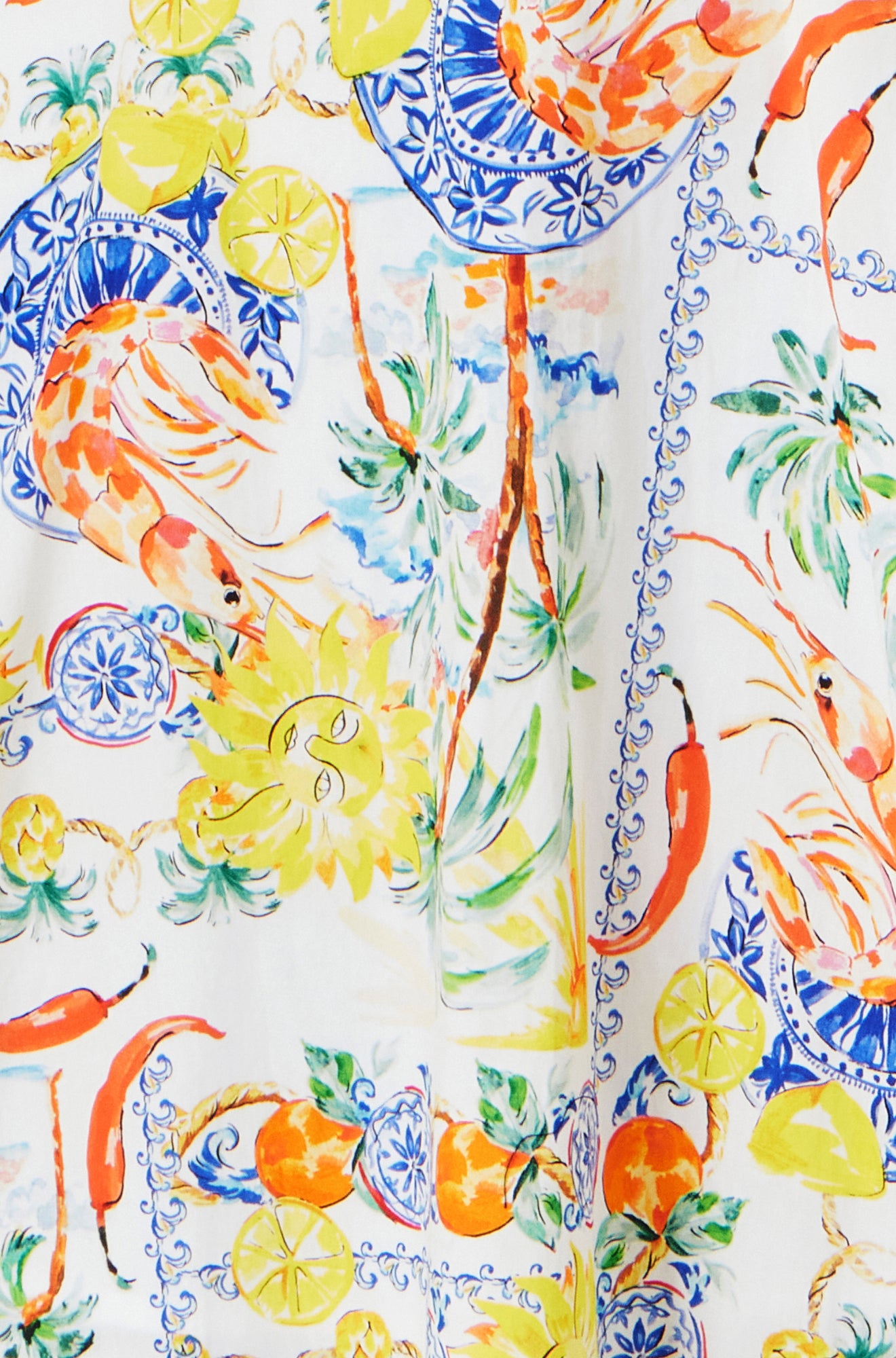 Yumi White Mediterranean Print Cotton Mini Sun Dress Dress Casual Yumi