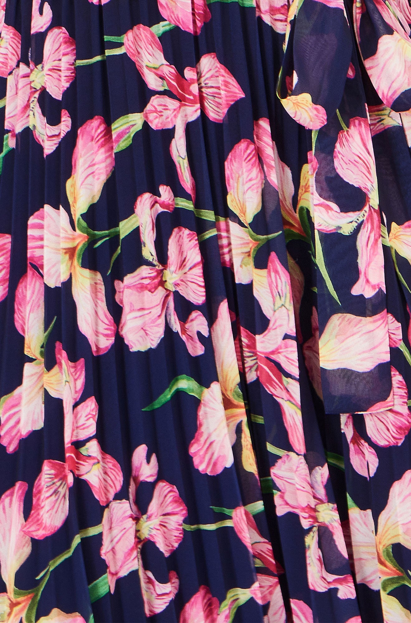 Yumi Navy Orchid Floral Pleated Wrap Maxi Dress Dress Occasion Yumi