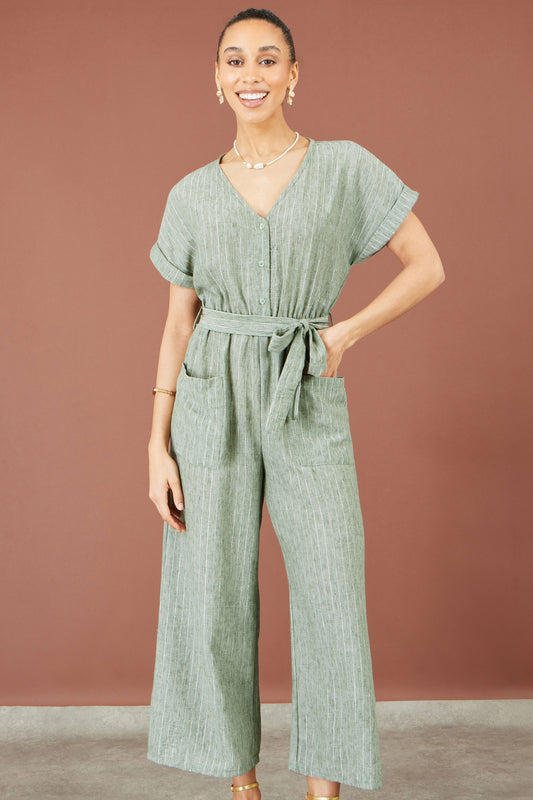 Yumi Green V Neck Kimono Sleeve Jumpsuit JUMPSUIT Yumi