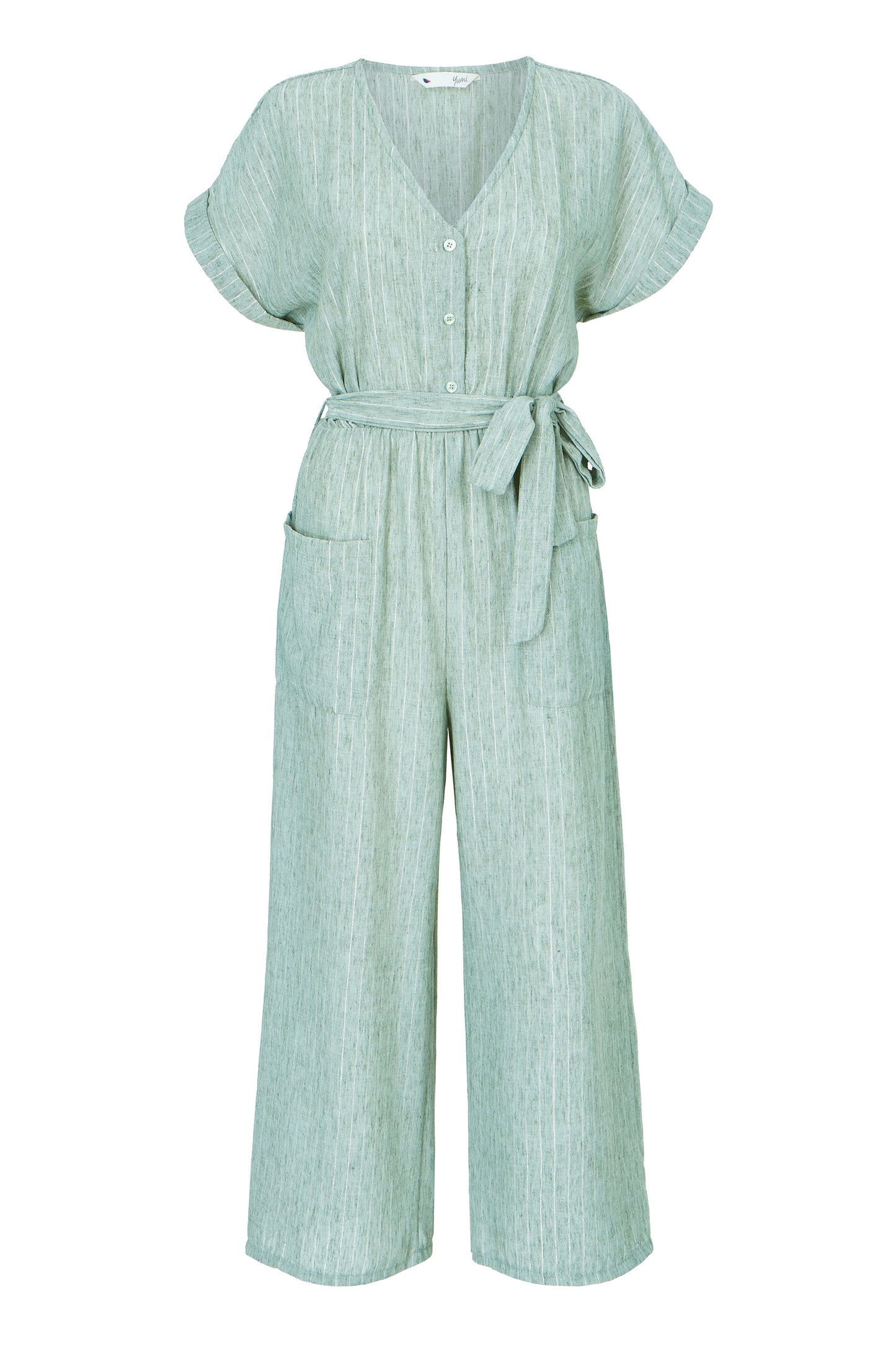 Yumi Green V Neck Kimono Sleeve Jumpsuit JUMPSUIT Yumi