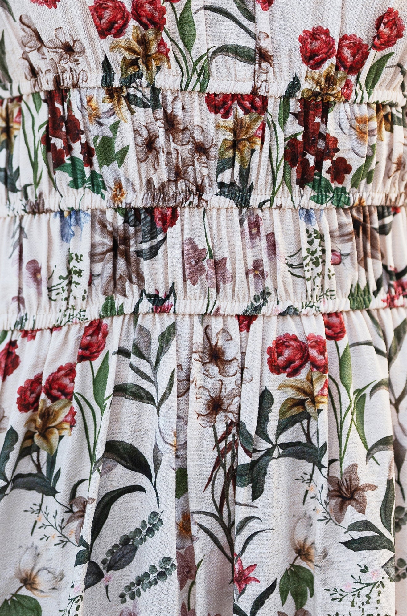 Yumi Ivory Botanical Print Viscose Midi Dress Dress Casual Yumi