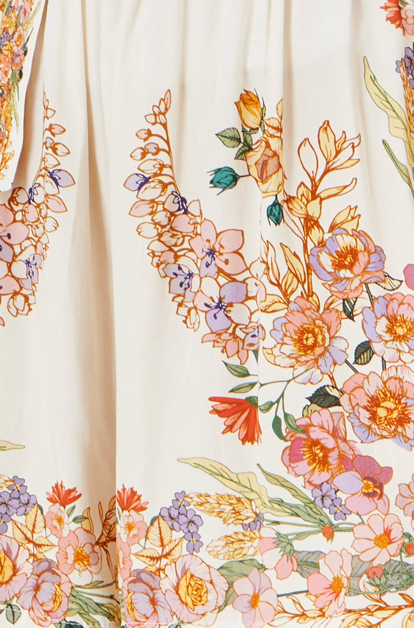 Yumi Ivory Viscose Floral Border Shorts SHORTS Yumi