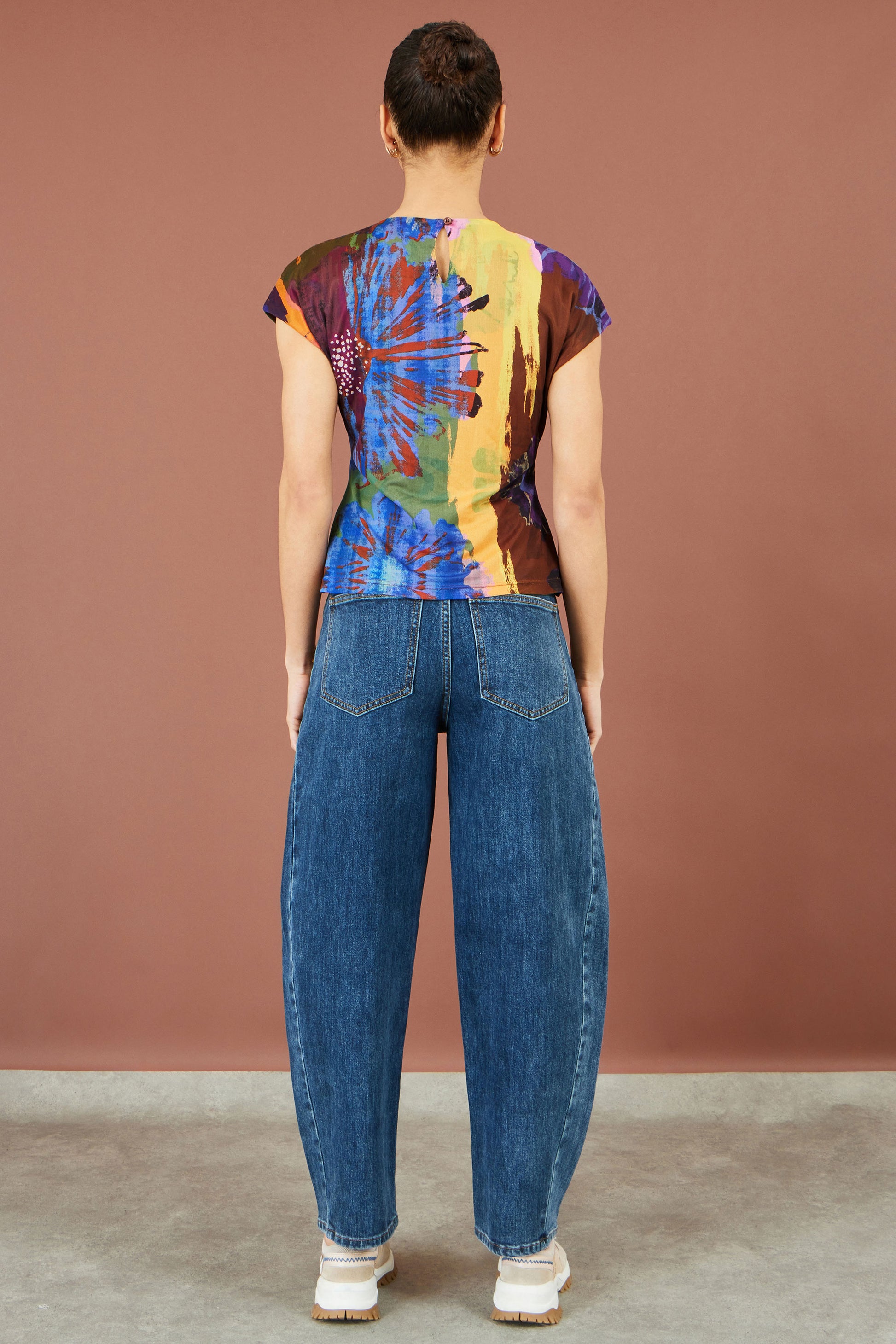 Yumi Multicolour Floral Mesh Top Tops Yumi