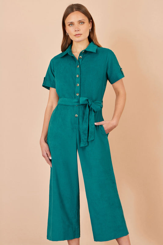 Yumi Teal Cord Relaxed Jumpsuit JUMPSUIT Yumi