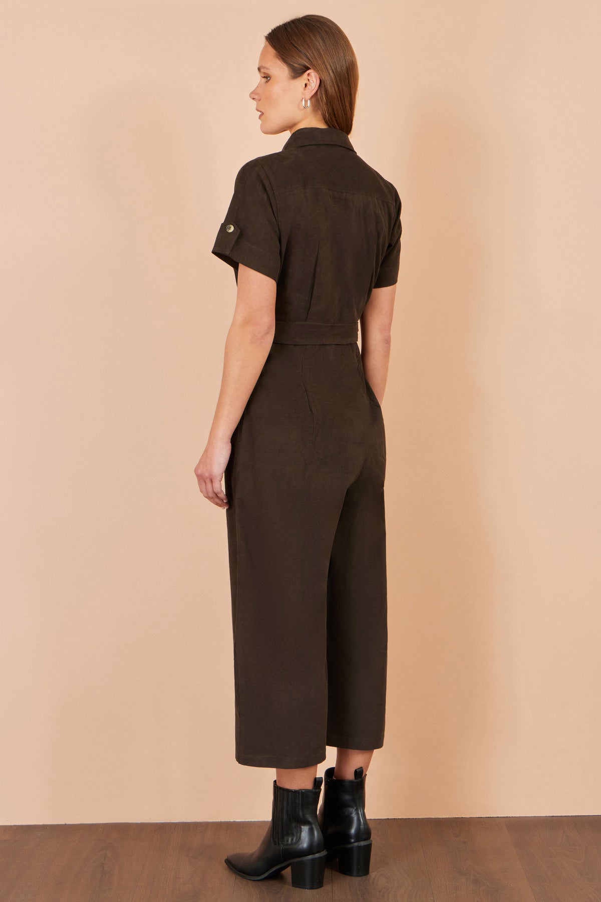 Yumi Brown Cord Relaxed Jumpsuit JUMPSUIT Yumi