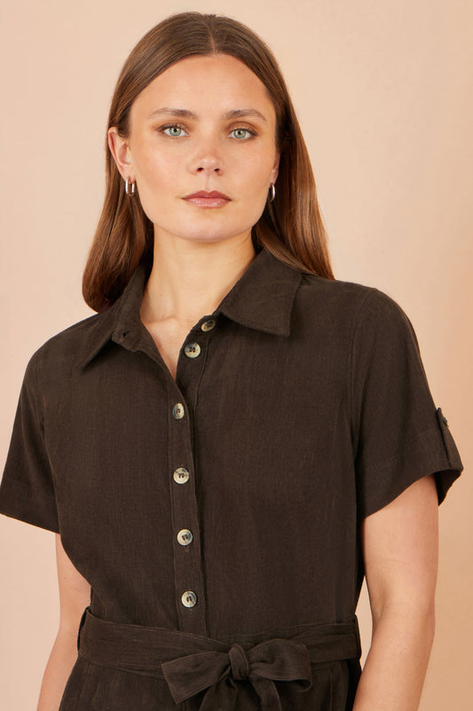 Yumi Brown Cord Relaxed Jumpsuit JUMPSUIT Yumi