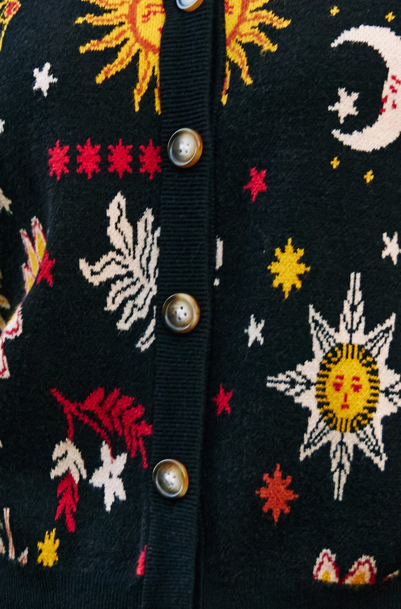 Yumi Black Cosmic Intarsia Cardigan Knit Cardigan Yumi