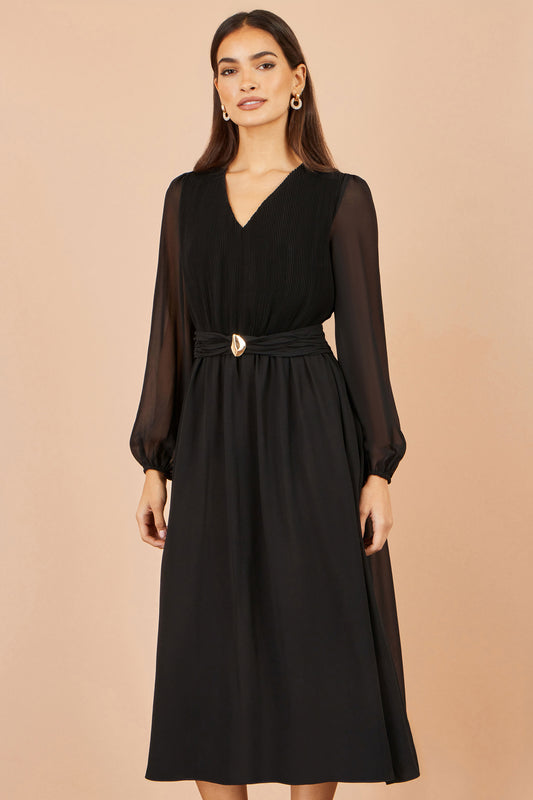 Yumi Black Midi Dress With Buckle Detail Dress Occasion Yumi