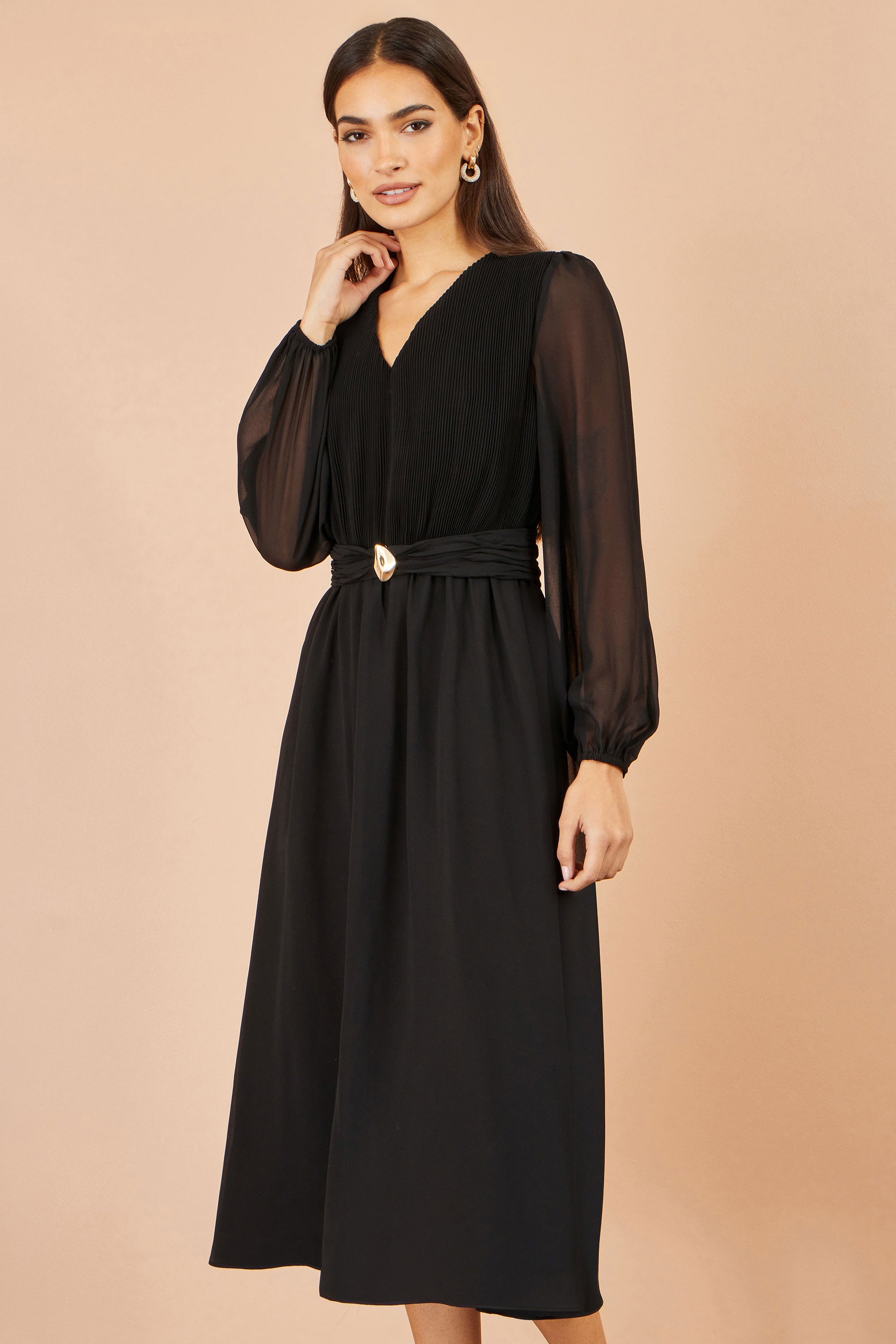 Yumi Black Midi Dress With Buckle Detail Dress Occasion Yumi