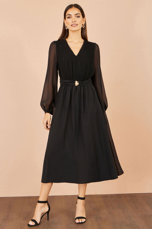 Yumi Black Midi Dress With Buckle Detail Dress Occasion Yumi