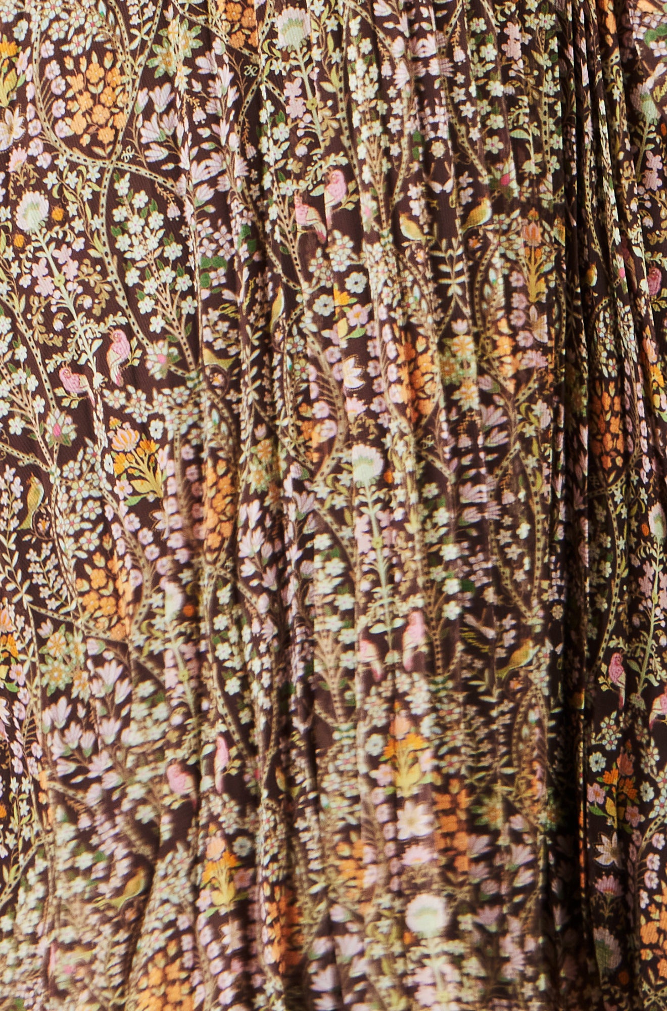 Yumi Brown Ditsy Floral Pleated Midi Dress Dress Occasion Yumi