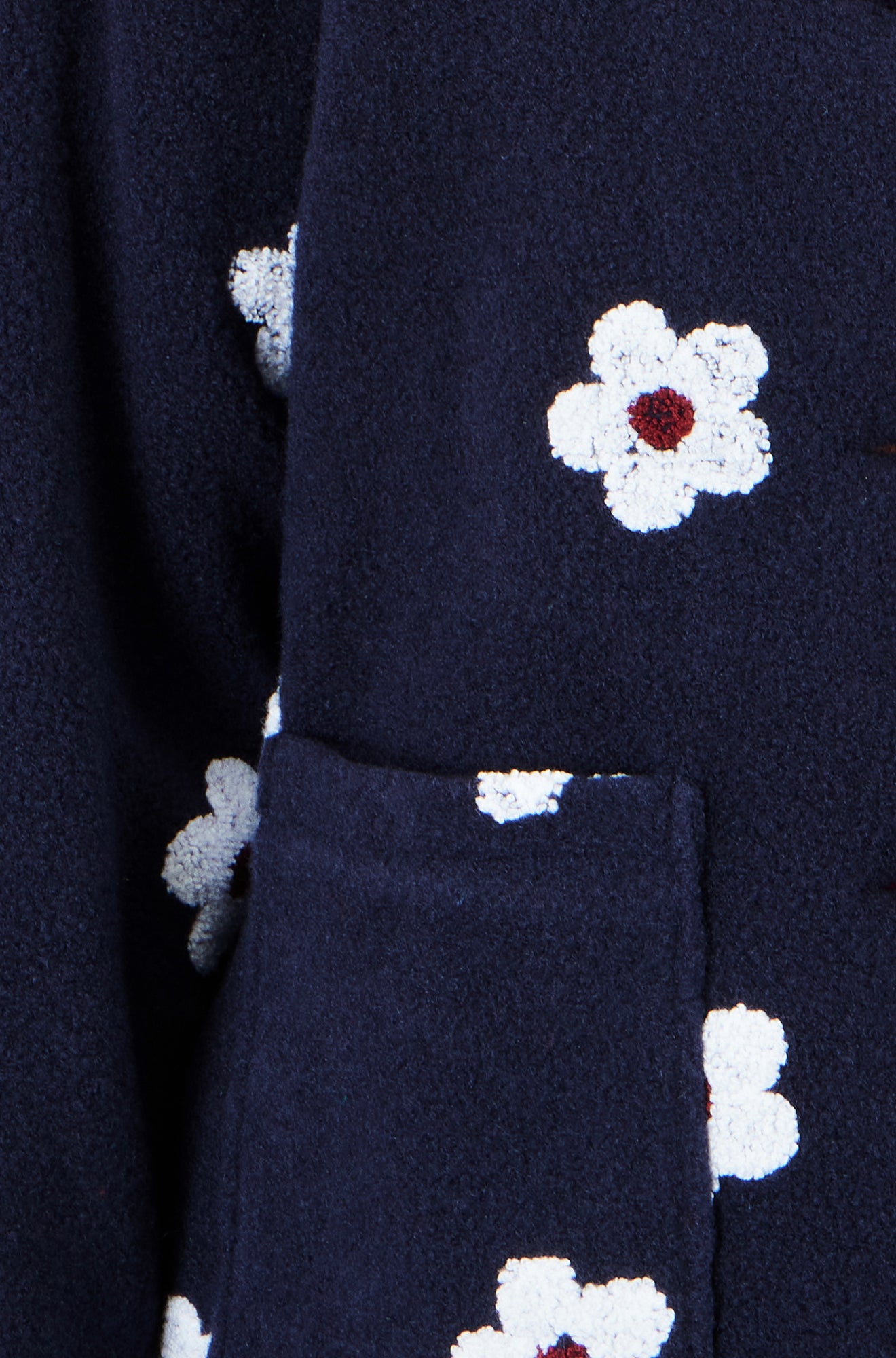 Yumi Navy Embroiderd Daisy Fleece Jacket Outerwear Yumi