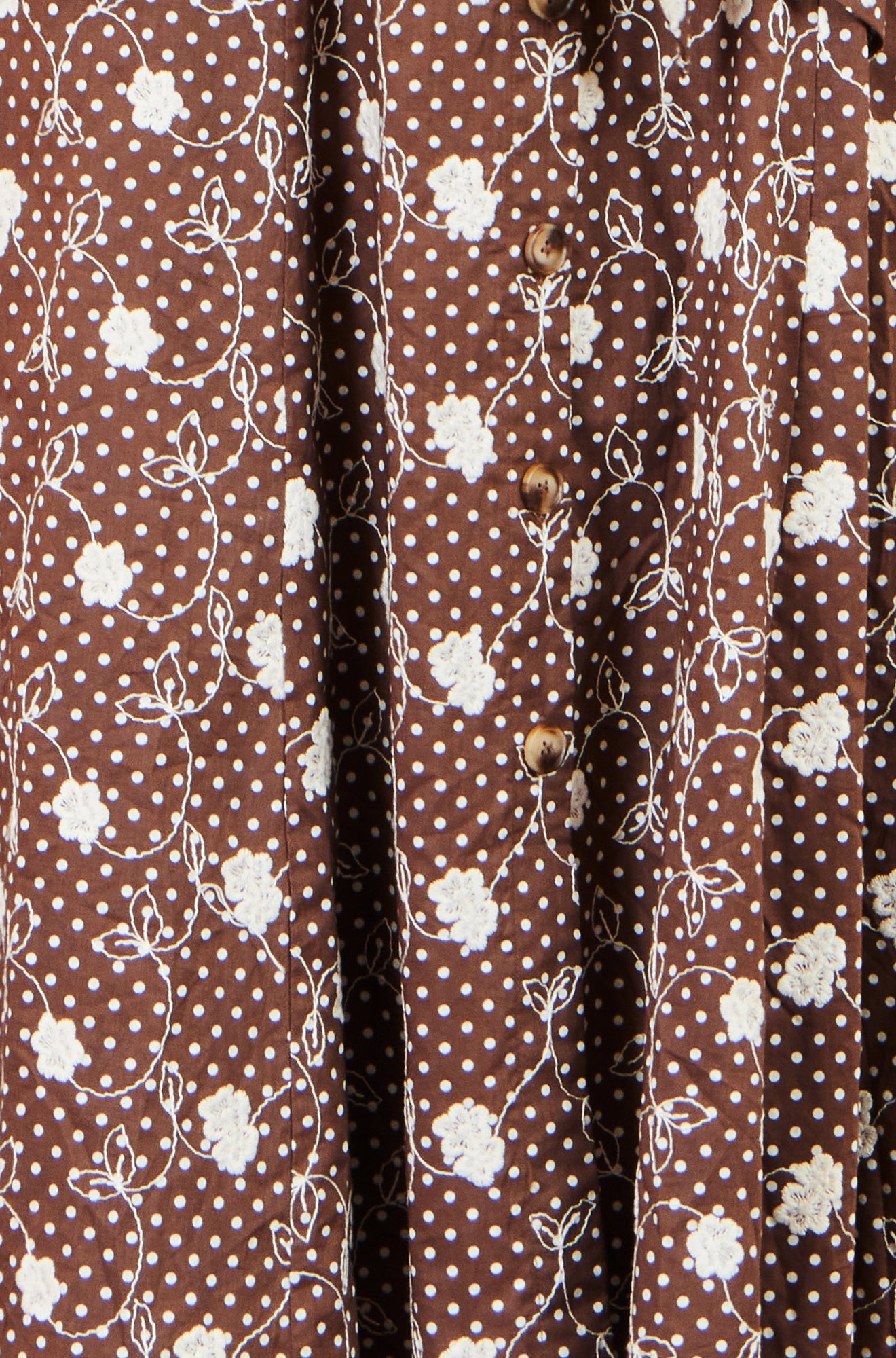 Yumi Brown Cotton Embroidery Shirt Dress Dress Casual Yumi