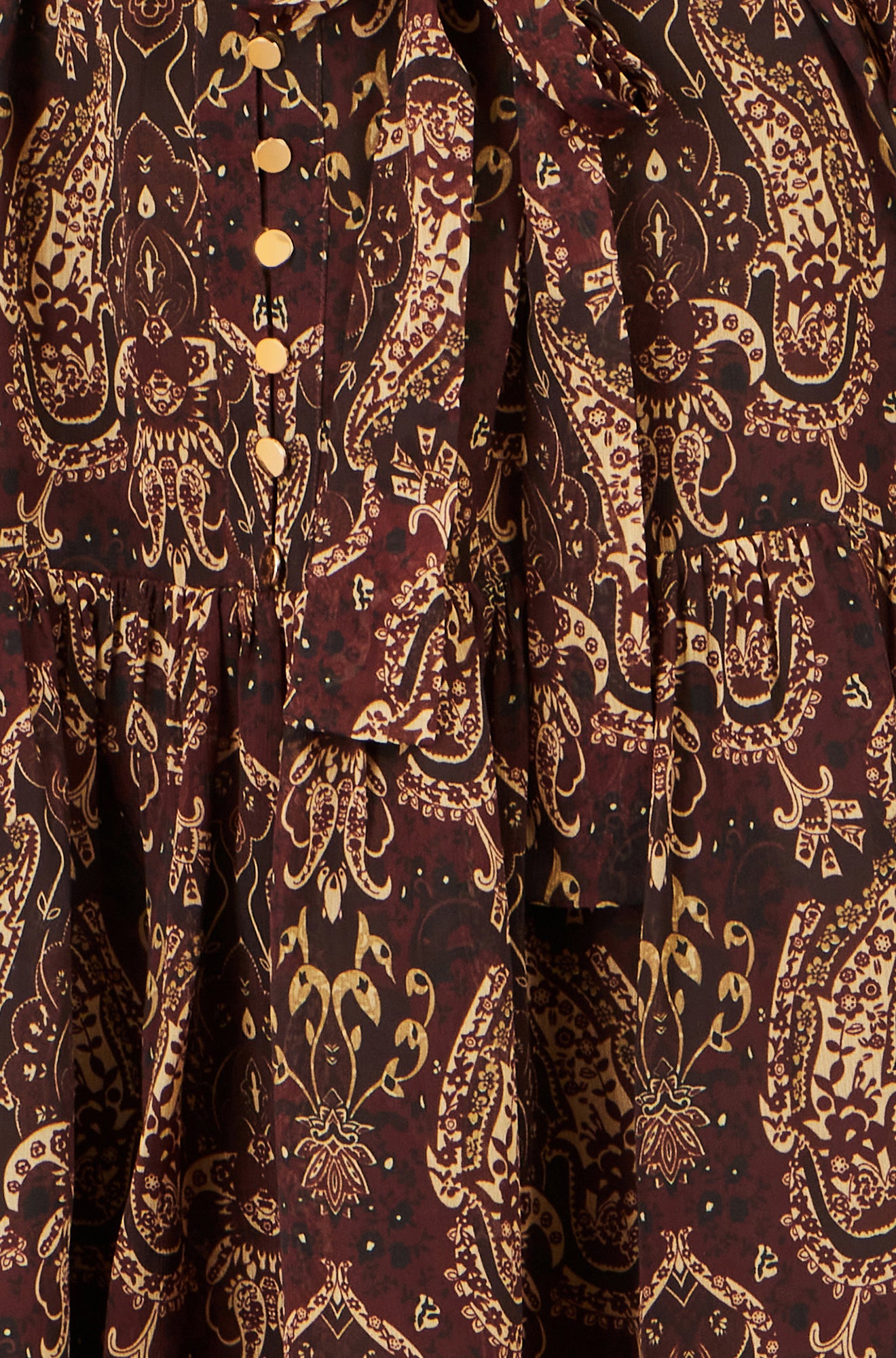 Yumi Brown Paisley Long Sleeve Shirt Dress Dress Casual Yumi