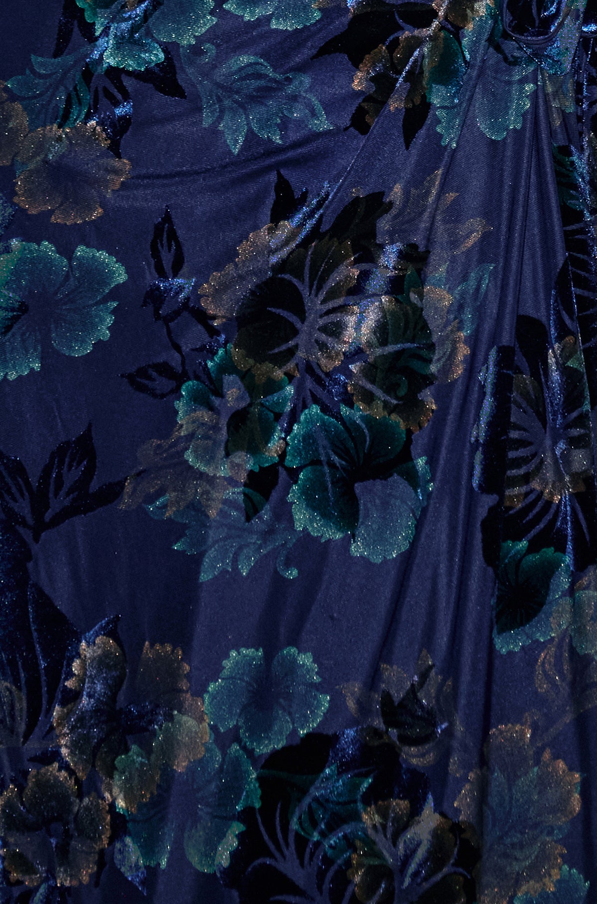 Yumi Blue Velvet Floral Wrap Midi Dress Dress Party Yumi