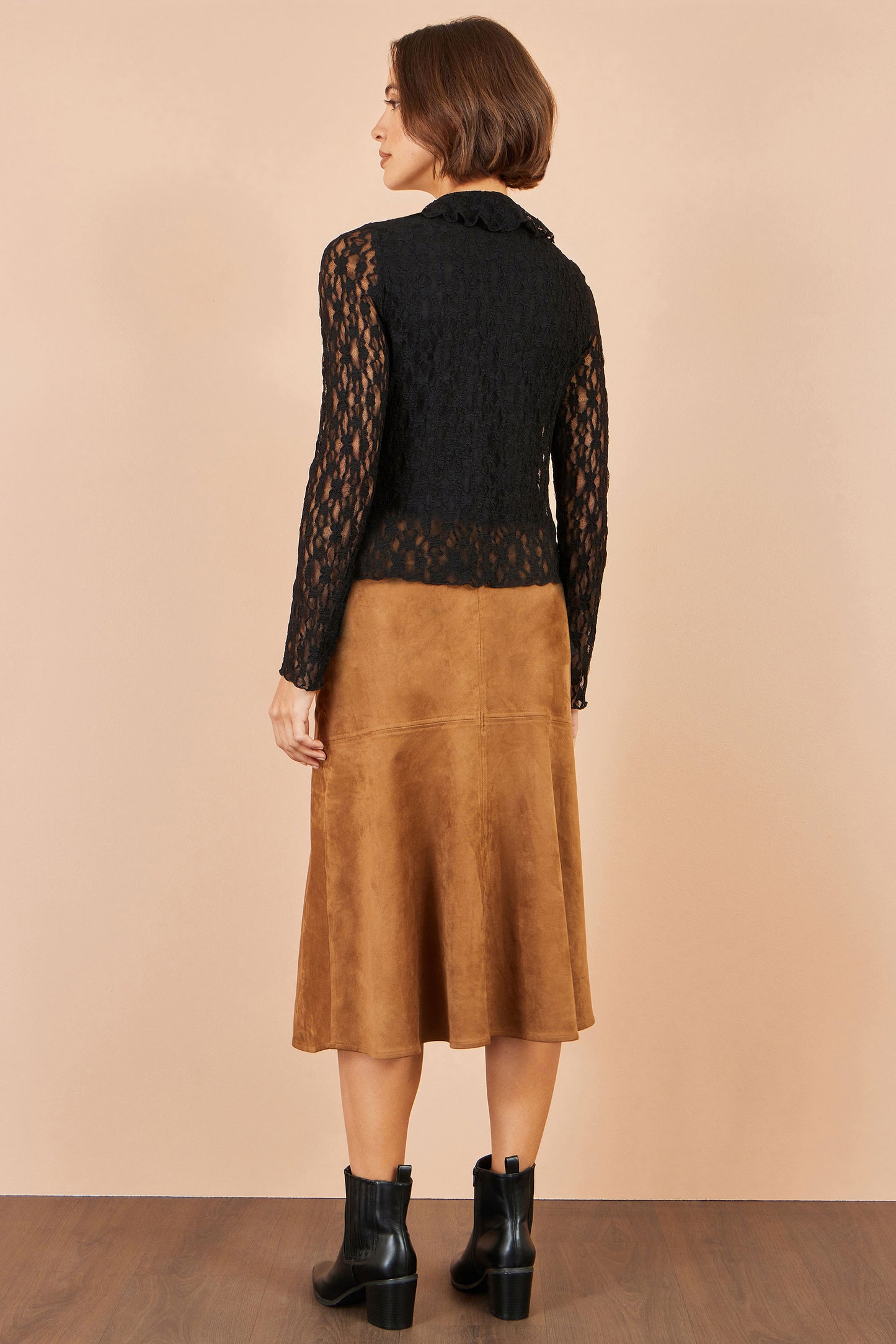 Yumi Black Ruffle Lace Top Tops Yumi
