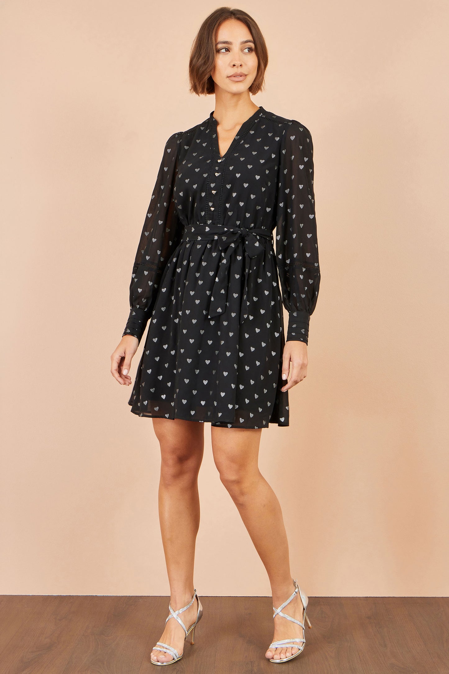 Yumi Black Heart Print Mini Dress Dress Party Yumi