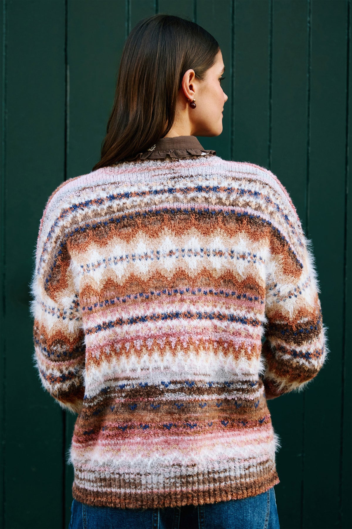 Yumi Multicolour Fairisle Relaxed Boucle Jumper Knit Jumper Yumi