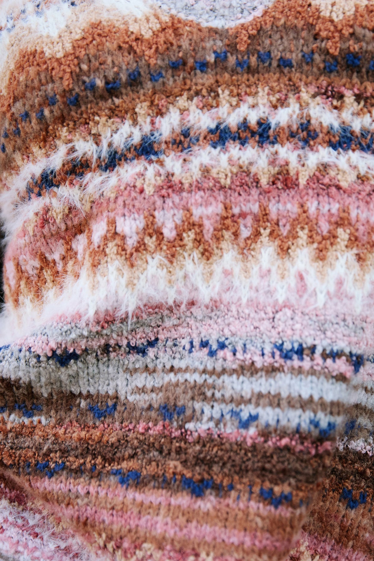 Yumi Multicolour Fairisle Relaxed Boucle Jumper Knit Jumper Yumi