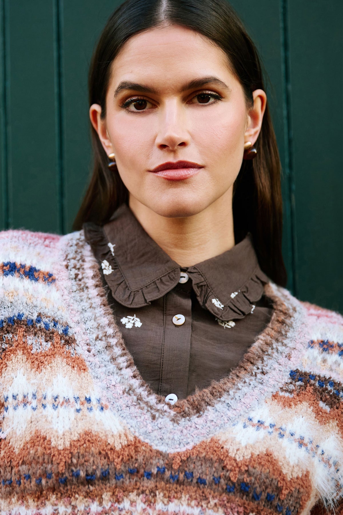 Yumi Multicolour Fairisle Relaxed Boucle Jumper Knit Jumper Yumi
