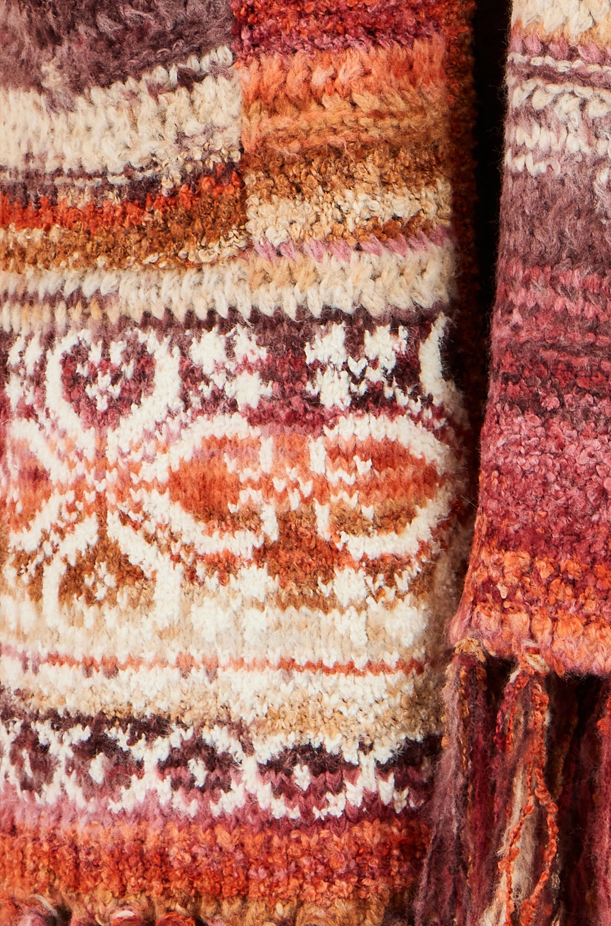 Yumi Orange Boucle Soft Long Cardigan With Scarf Knit Cardigan Yumi