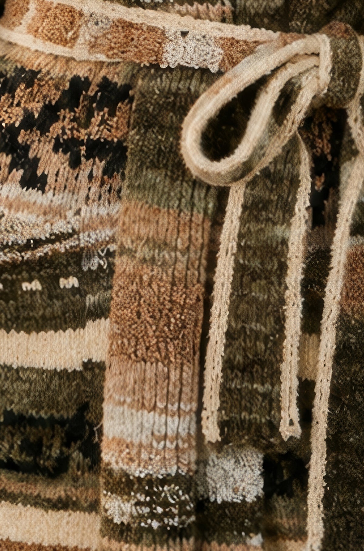 Yumi Green Stripe Fairisle Soft Wrap Cardigan Knit Cardigan Yumi