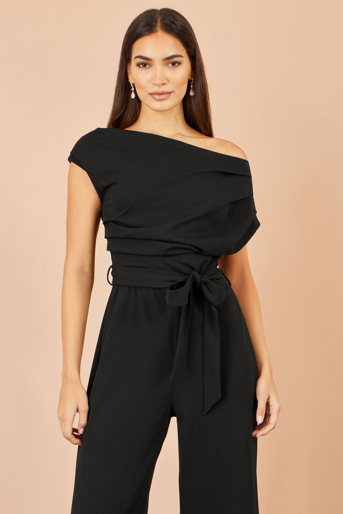 Yumi Black Ruched Stretch Jumpsuit Jumpsuit Yumi