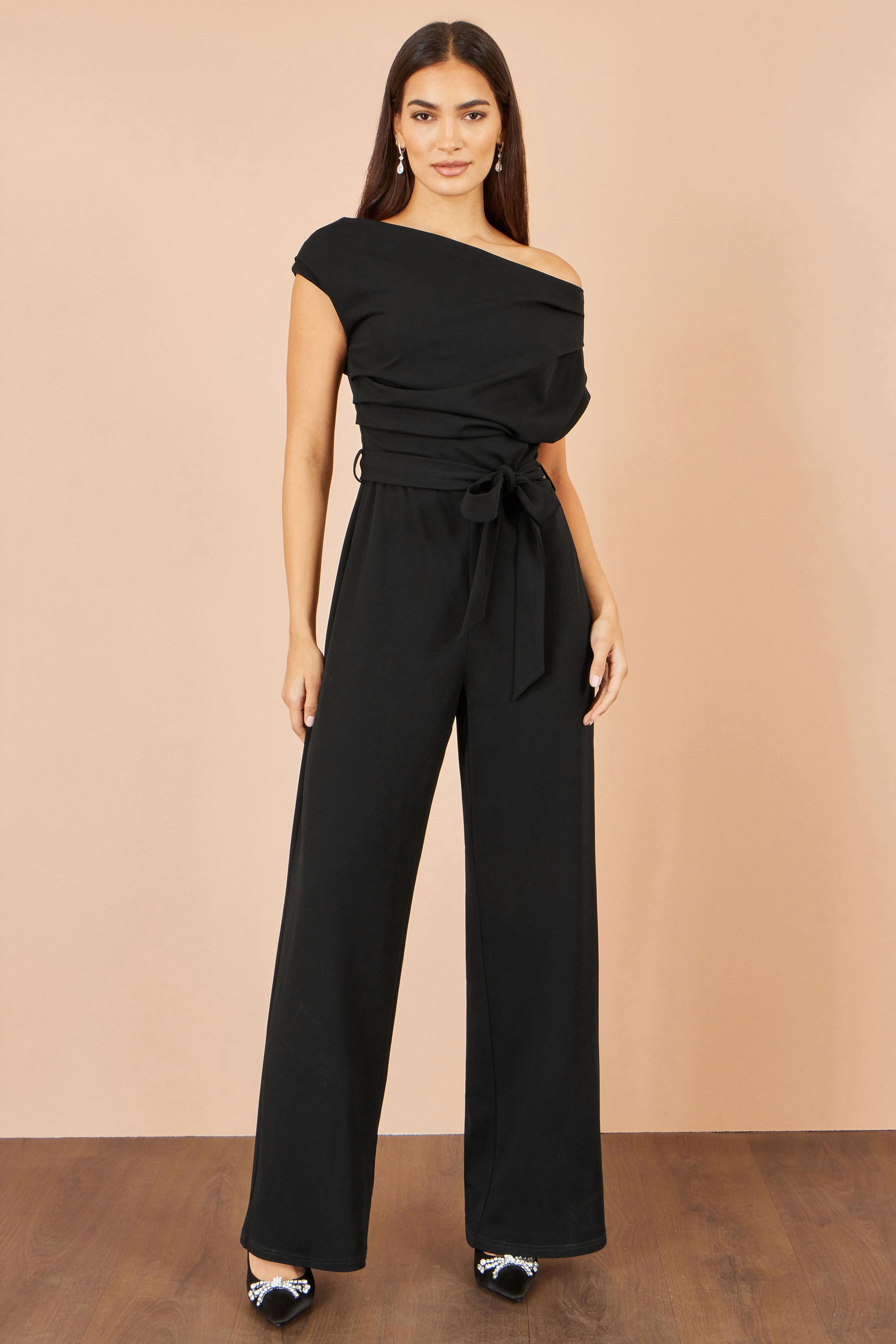 Yumi Black Ruched Stretch Jumpsuit Jumpsuit Yumi
